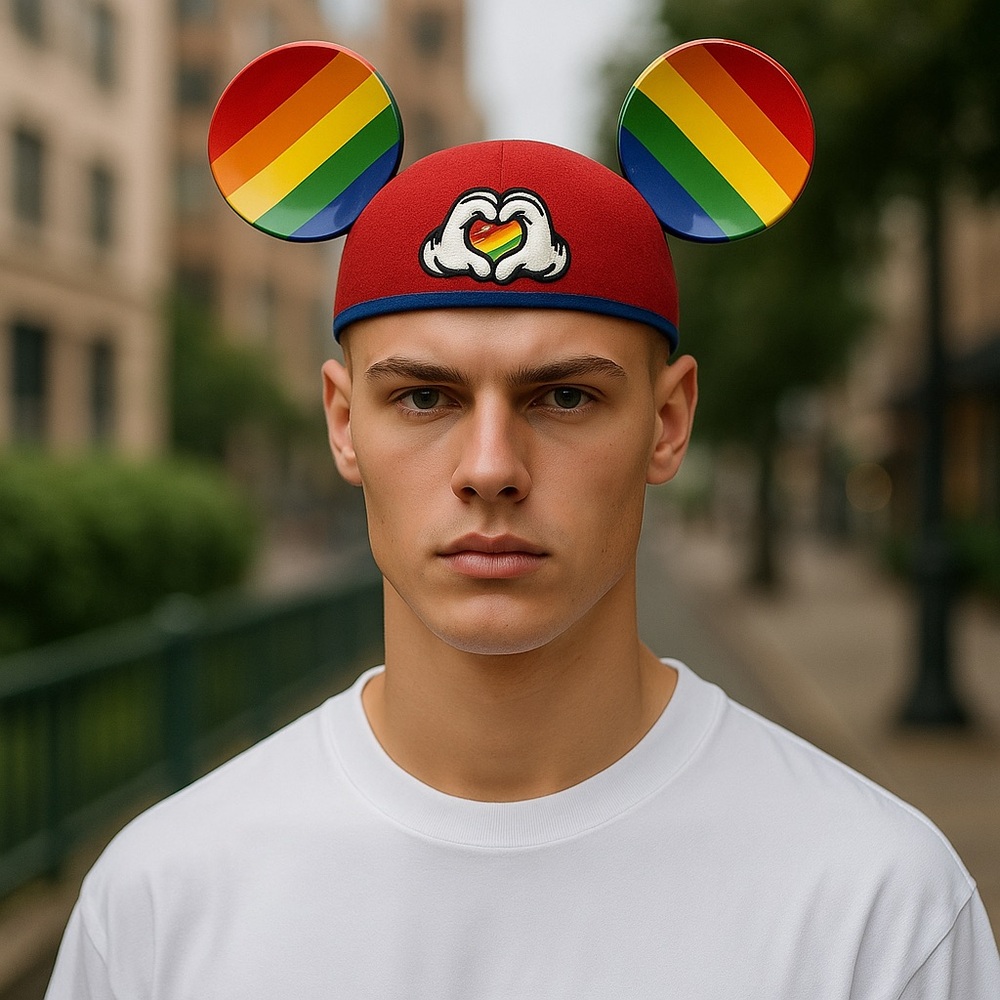 Disney Rainbow Mickey Mouse Ears Hat – Pride Edition – Red Cap – NWT – OS adult
